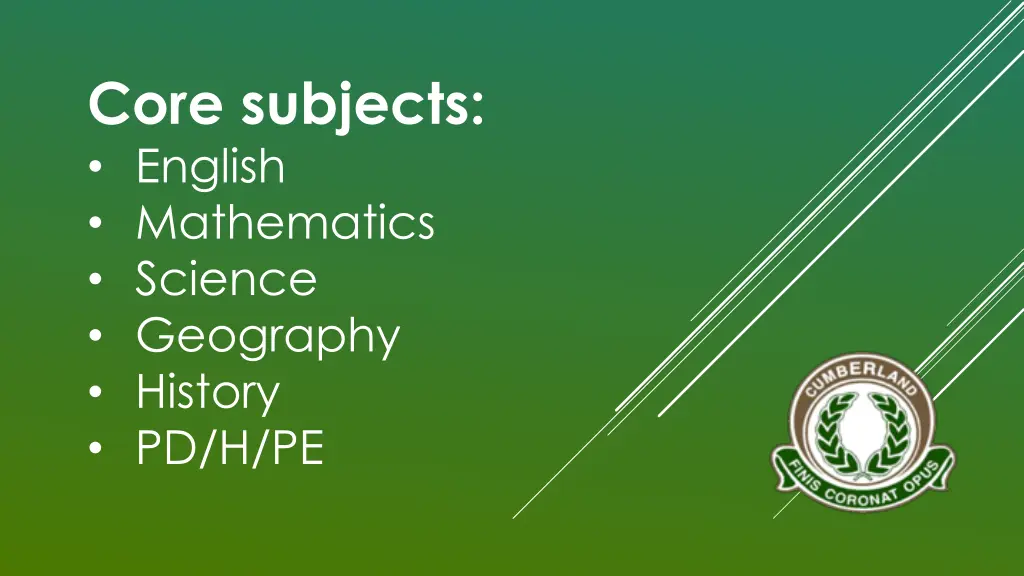 core subjects english mathematics science