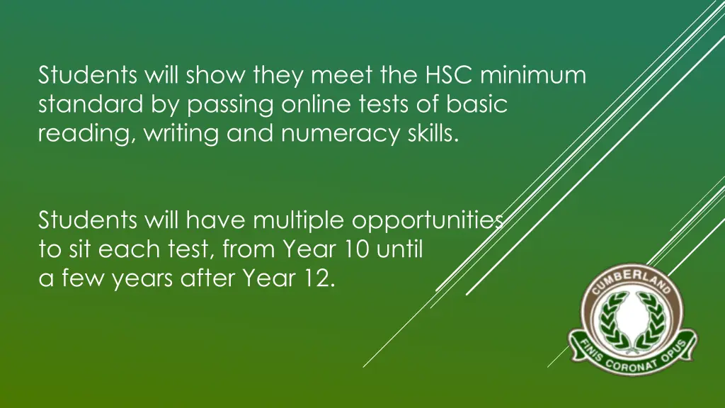 students will show they meet the hsc minimum