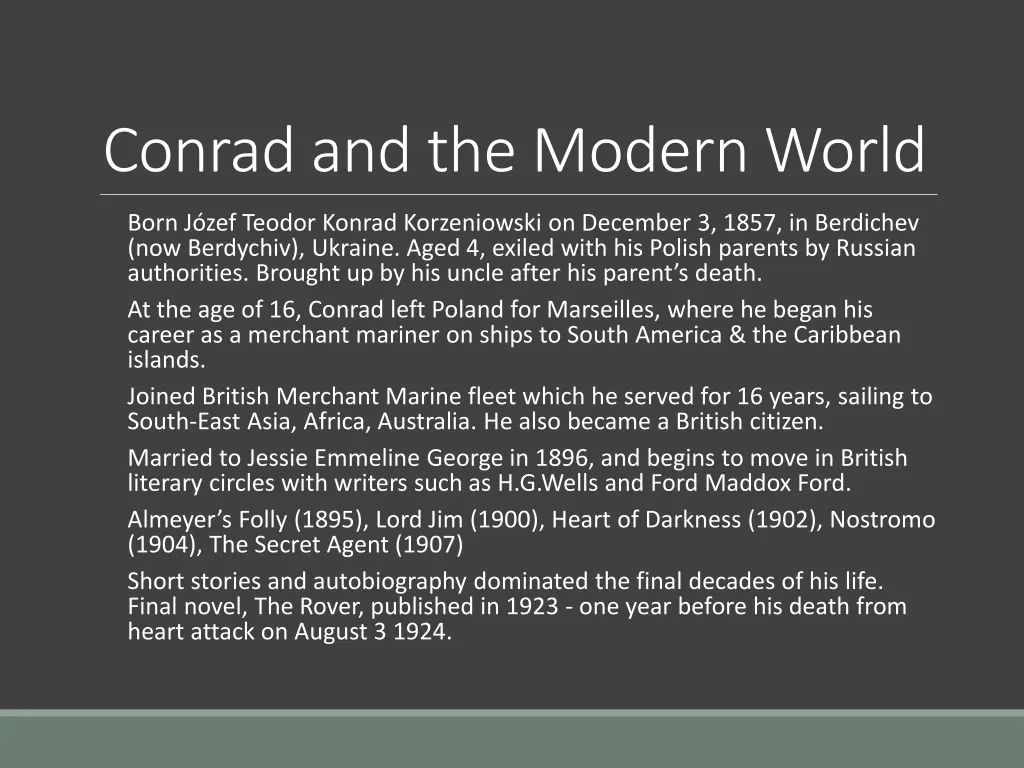 conrad and the modern world