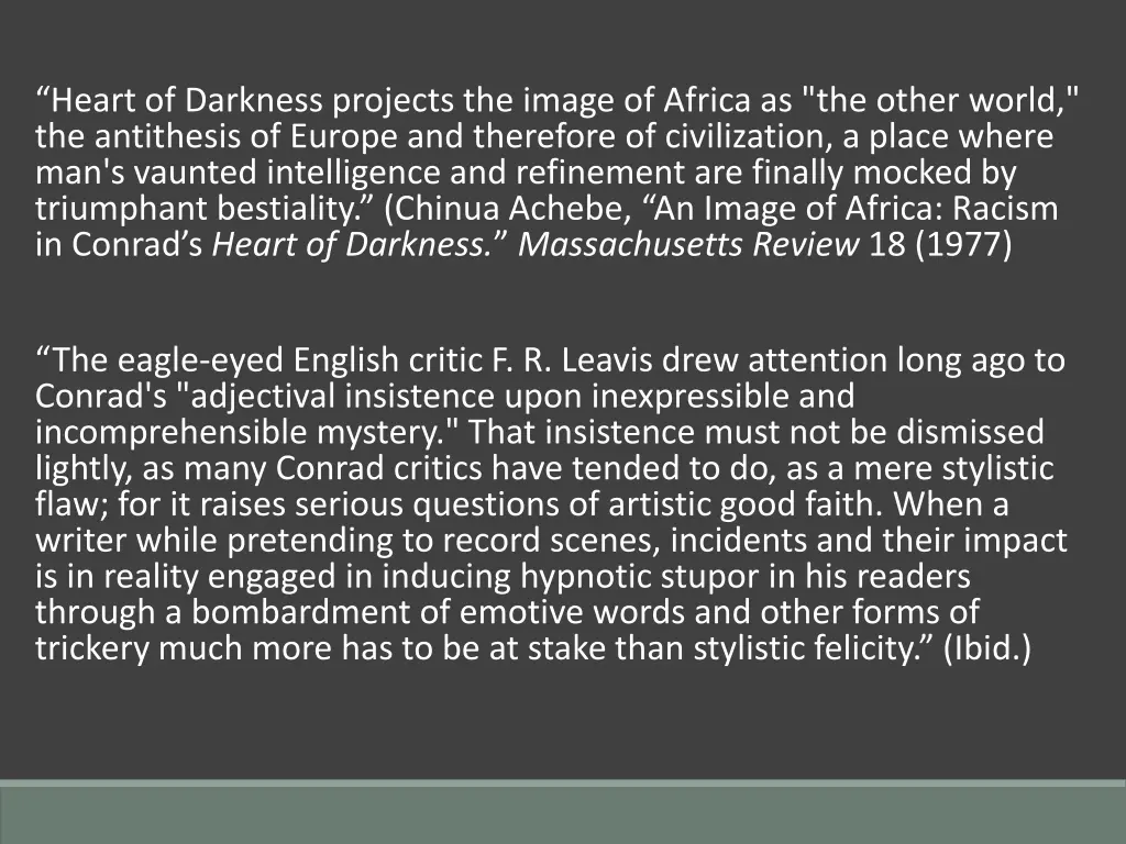 heart of darkness projects the image of africa