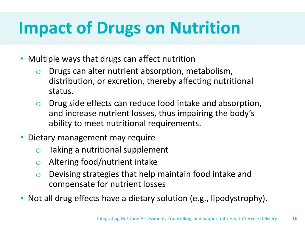 impact of drugs on nutrition