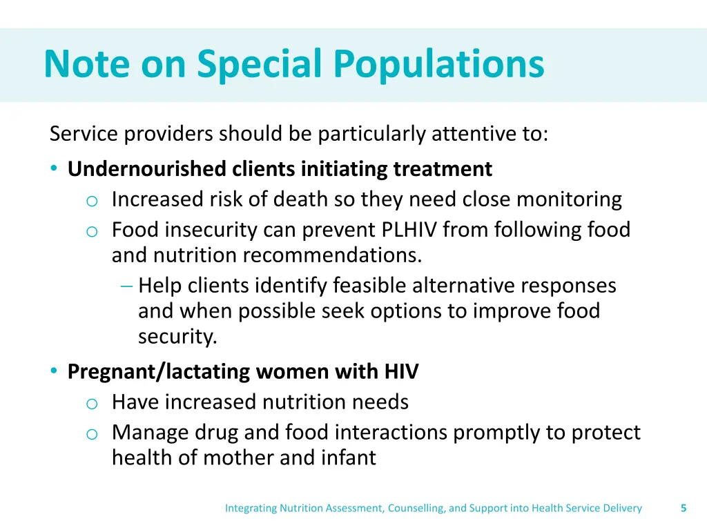 note on special populations