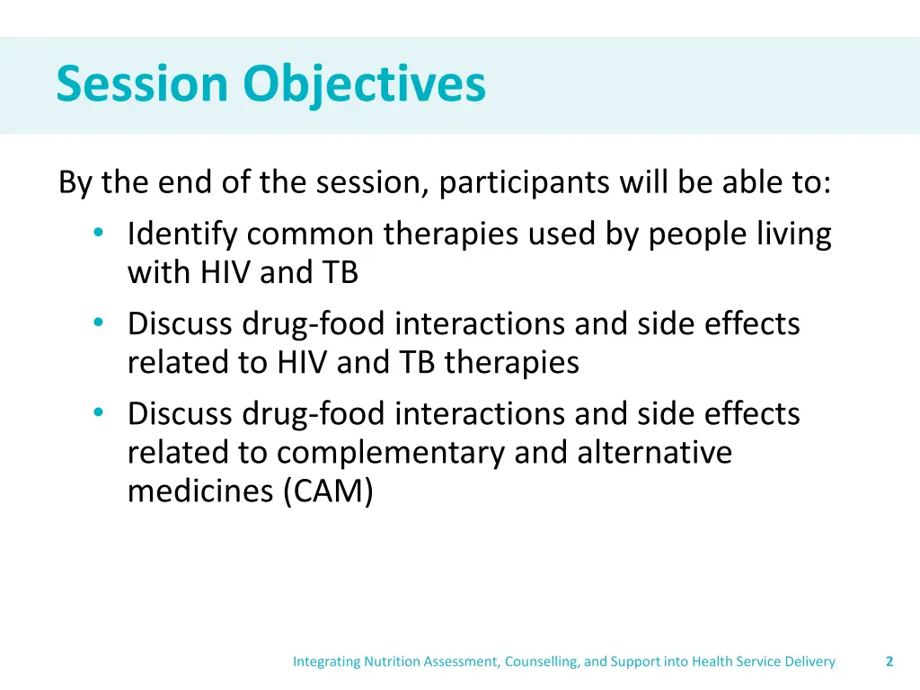 session objectives