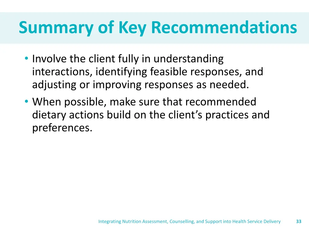 summary of key recommendations 2