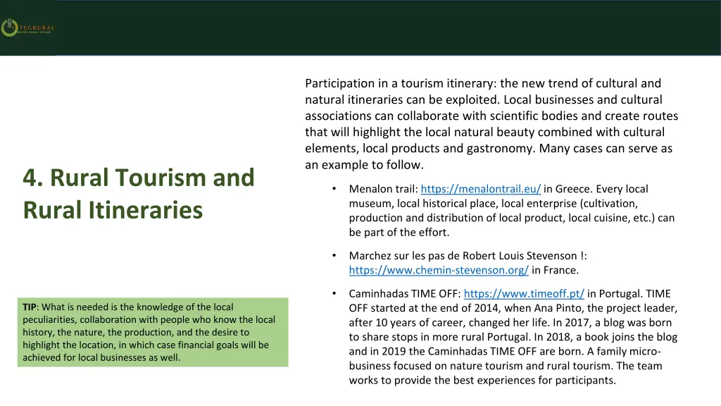 participation in a tourism itinerary