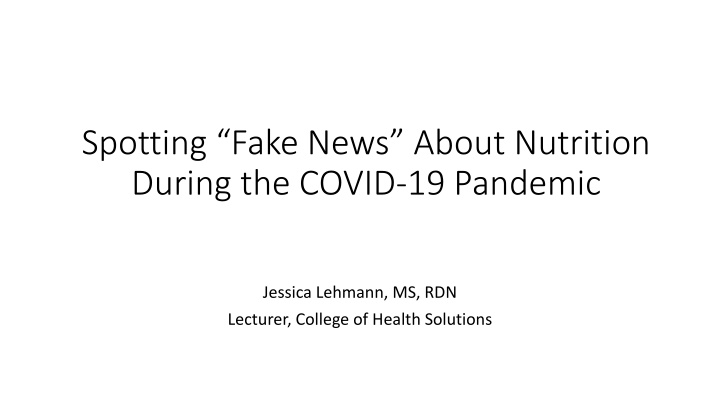 spotting fake news about nutrition during