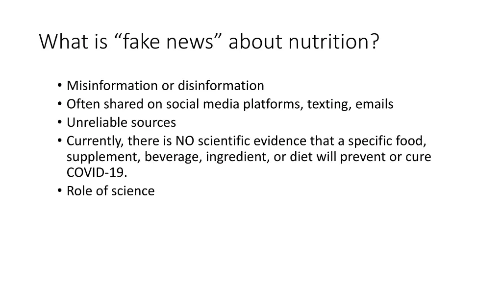 what is fake news about nutrition