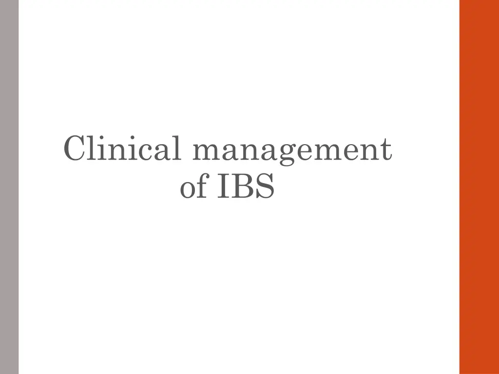 clinical management of ibs