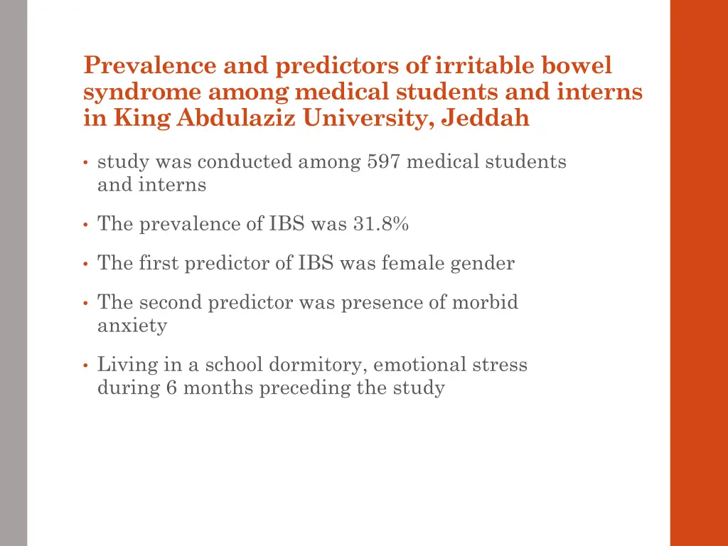 prevalence and predictors of irritable bowel