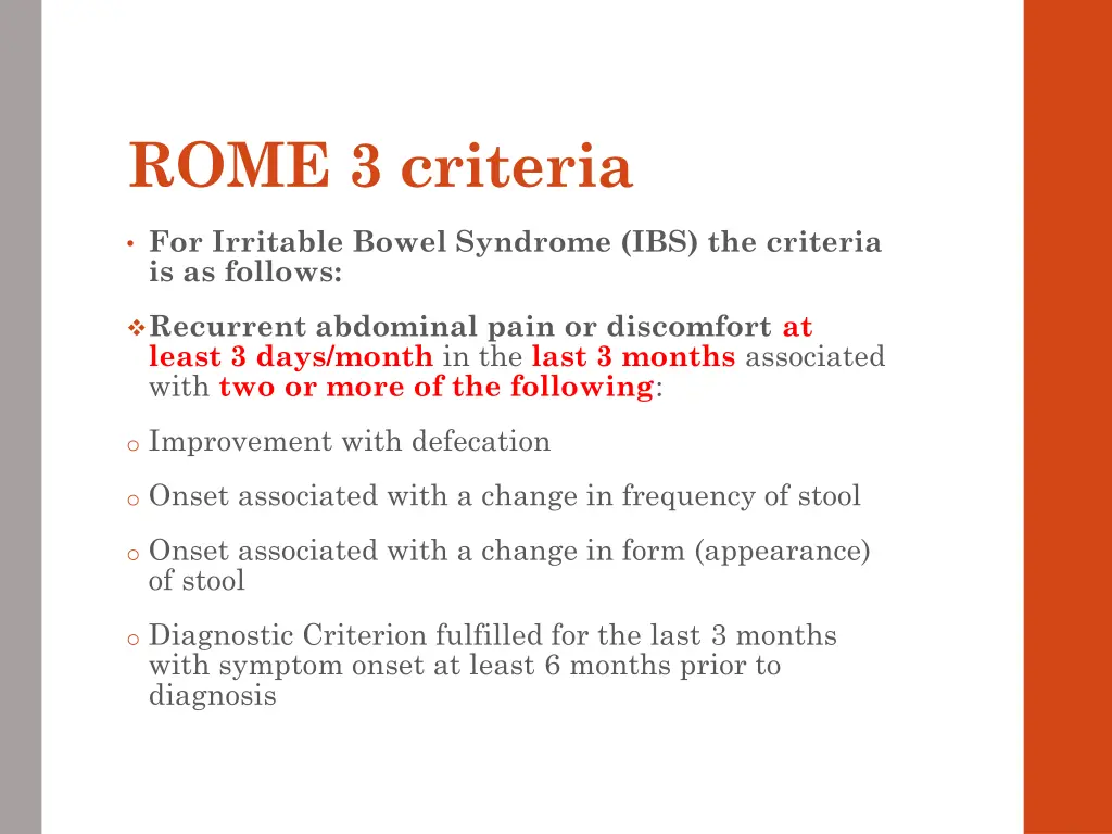 rome 3 criteria