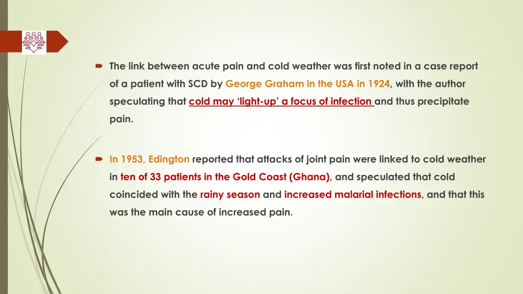 the link between acute pain and cold weather