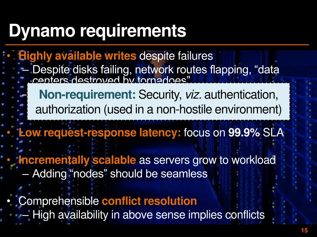 dynamo requirements