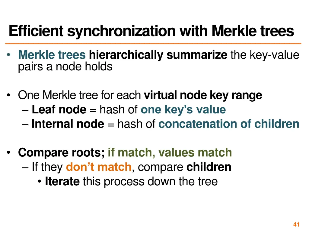 efficient synchronization with merkle trees