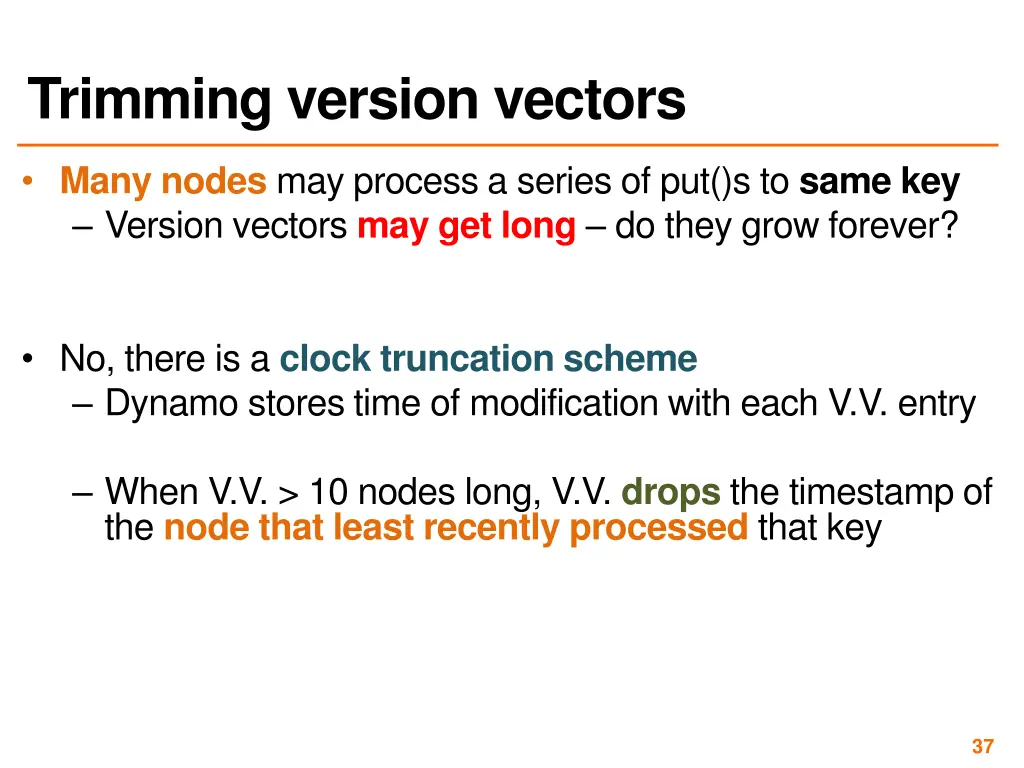 trimming version vectors