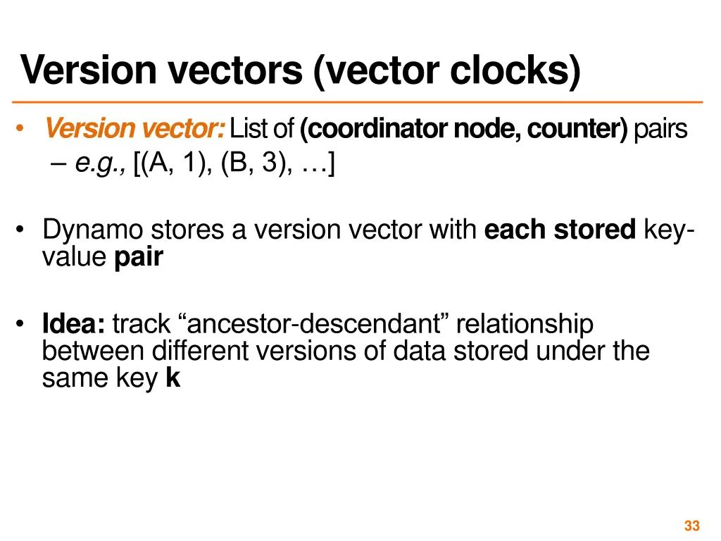 version vectors vector clocks