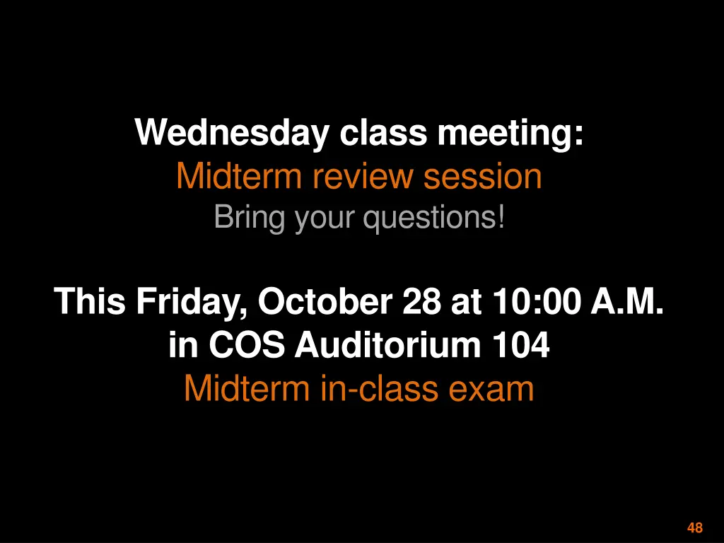 wednesday class meeting midterm review session