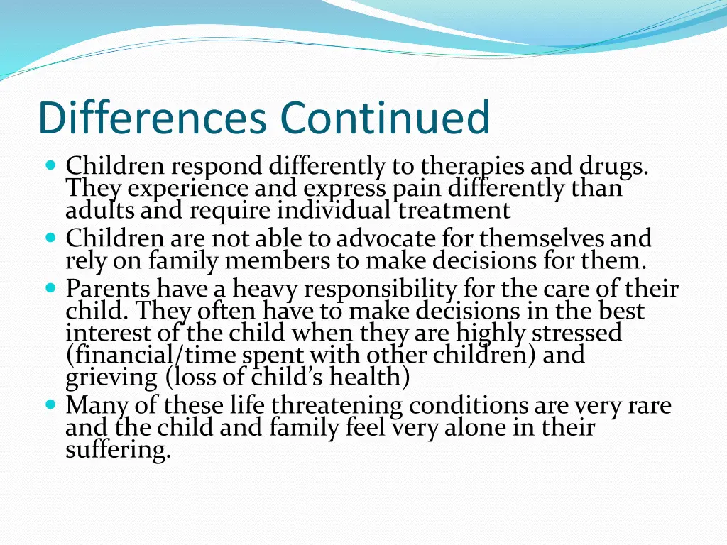 differences continued children respond