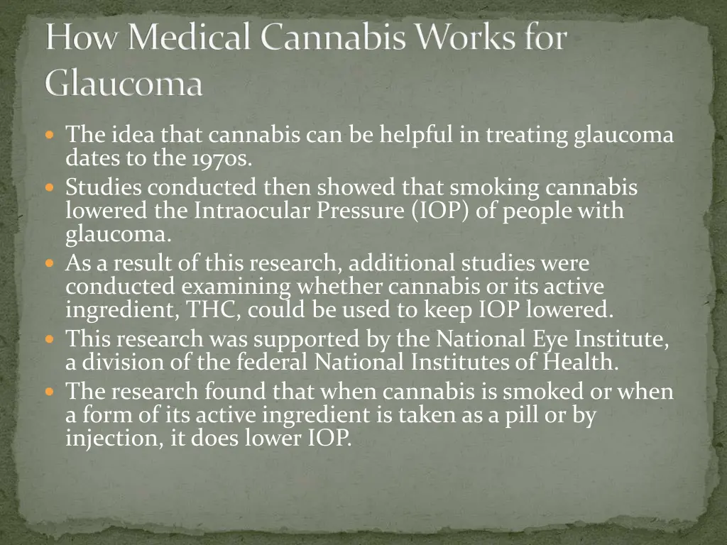 how medical cannabis works for glaucoma