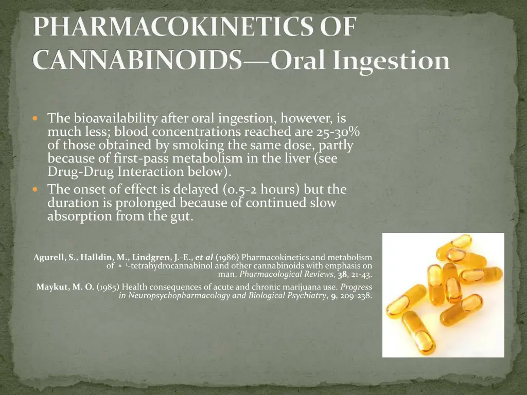 pharmacokinetics of cannabinoids oral ingestion