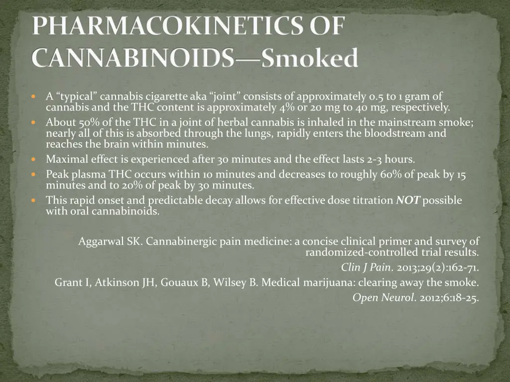 pharmacokinetics of cannabinoids smoked