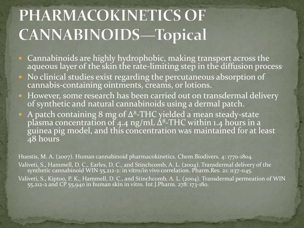 pharmacokinetics of cannabinoids topical