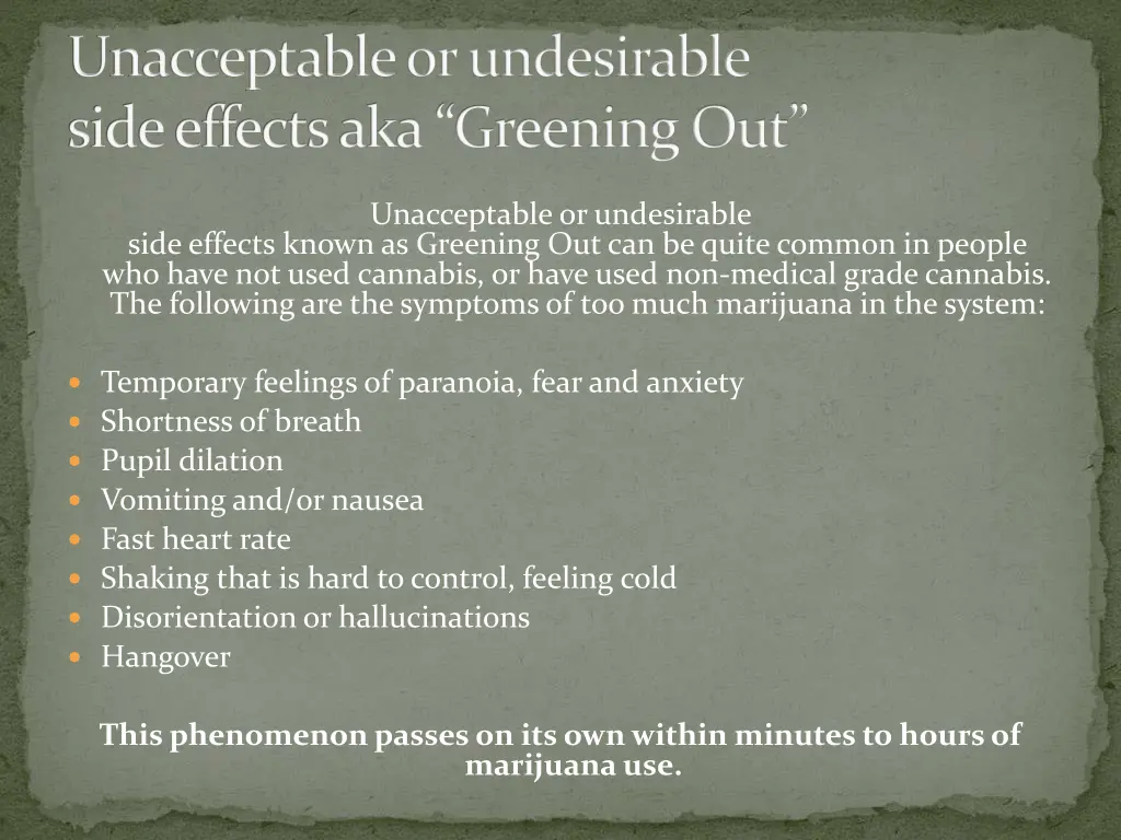 unacceptable or undesirable side effects