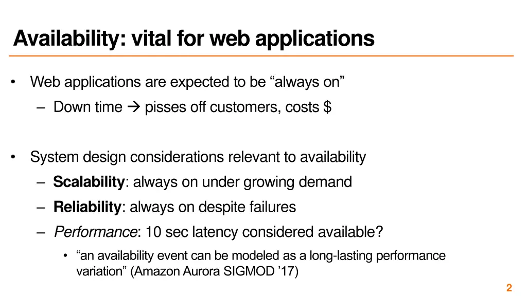 availability vital for web applications