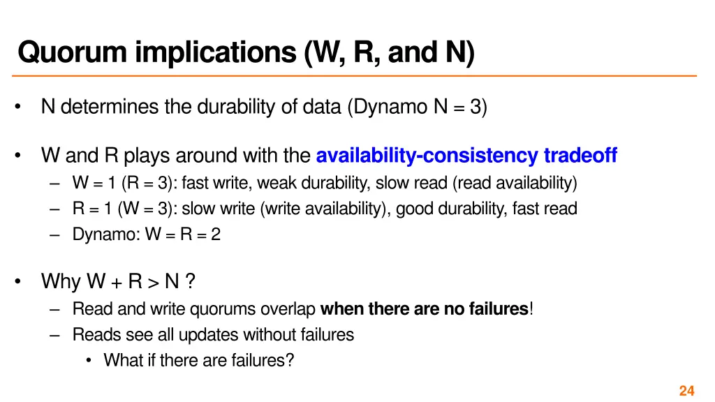 quorum implications w r and n