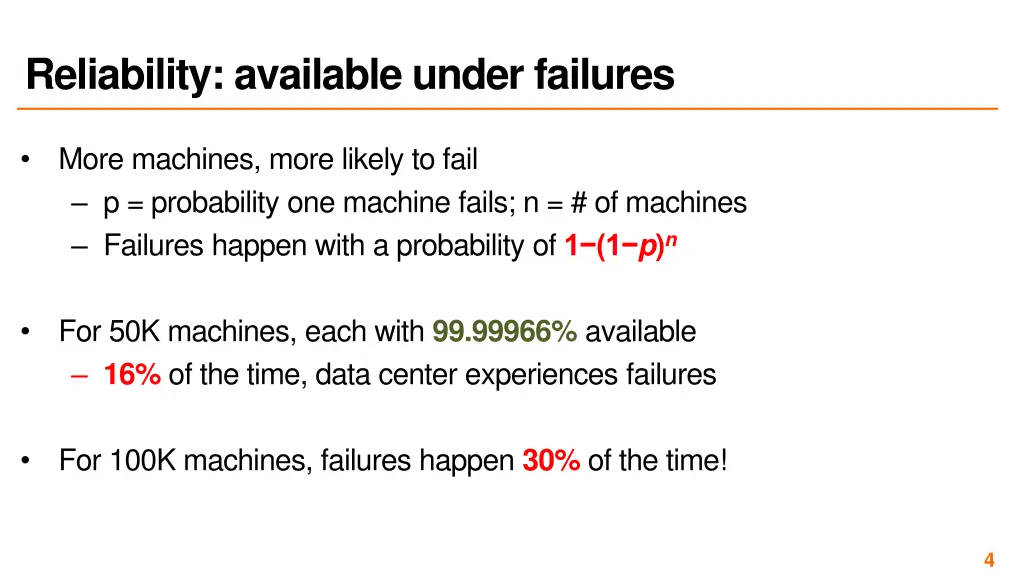 reliability available under failures