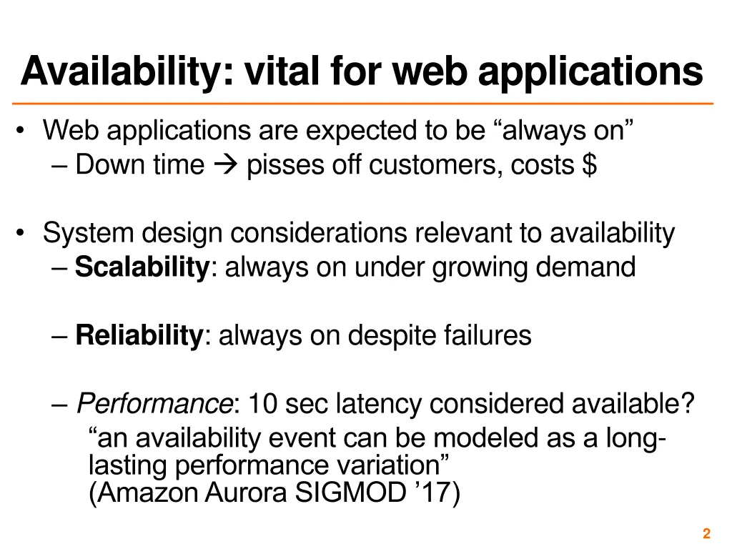 availability vital for web applications