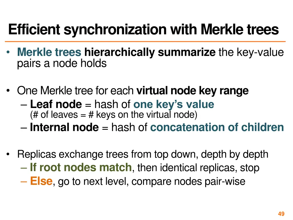 efficient synchronization with merkle trees