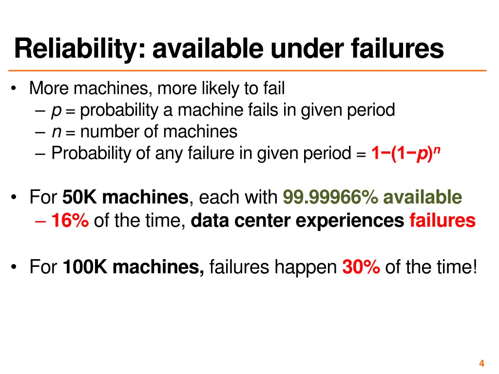 reliability available under failures