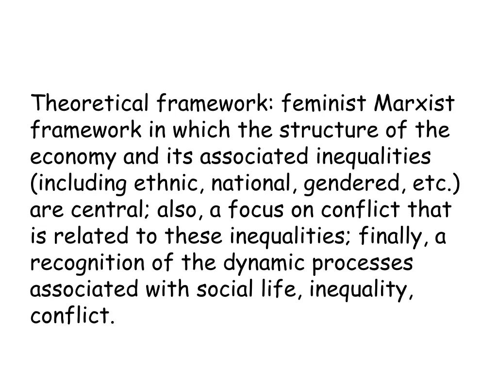 theoretical framework feminist marxist framework