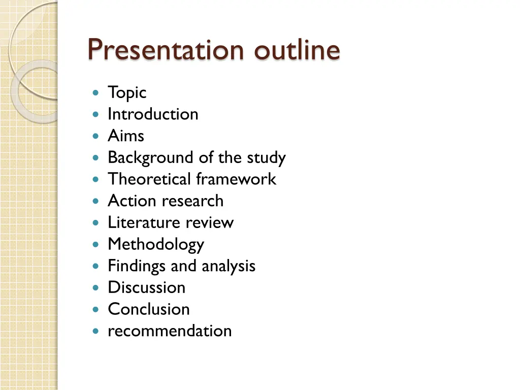 presentation outline