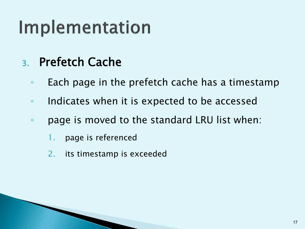 3 prefetch each page in the prefetch cache