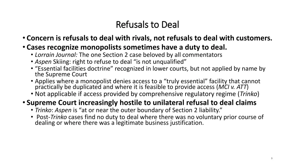 refusals to deal refusals to deal