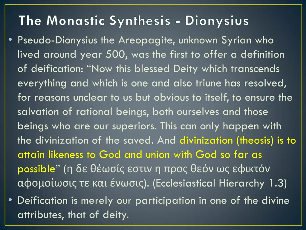 the monastic synthesis dionysius pseudo dionysius