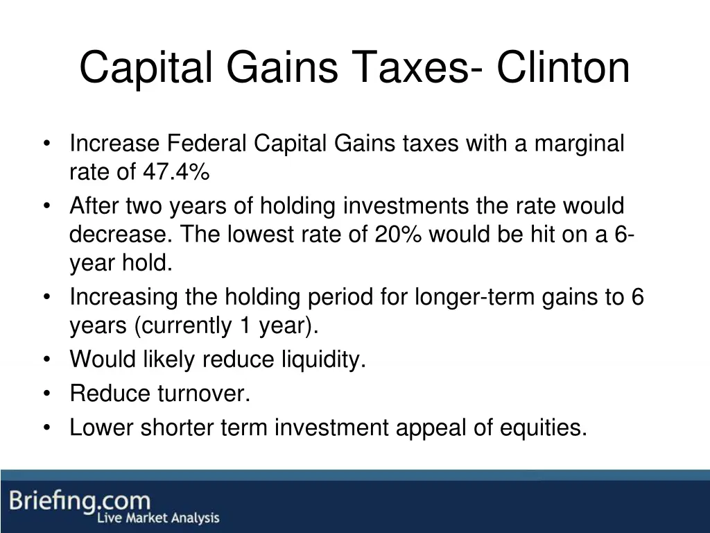 capital gains taxes clinton