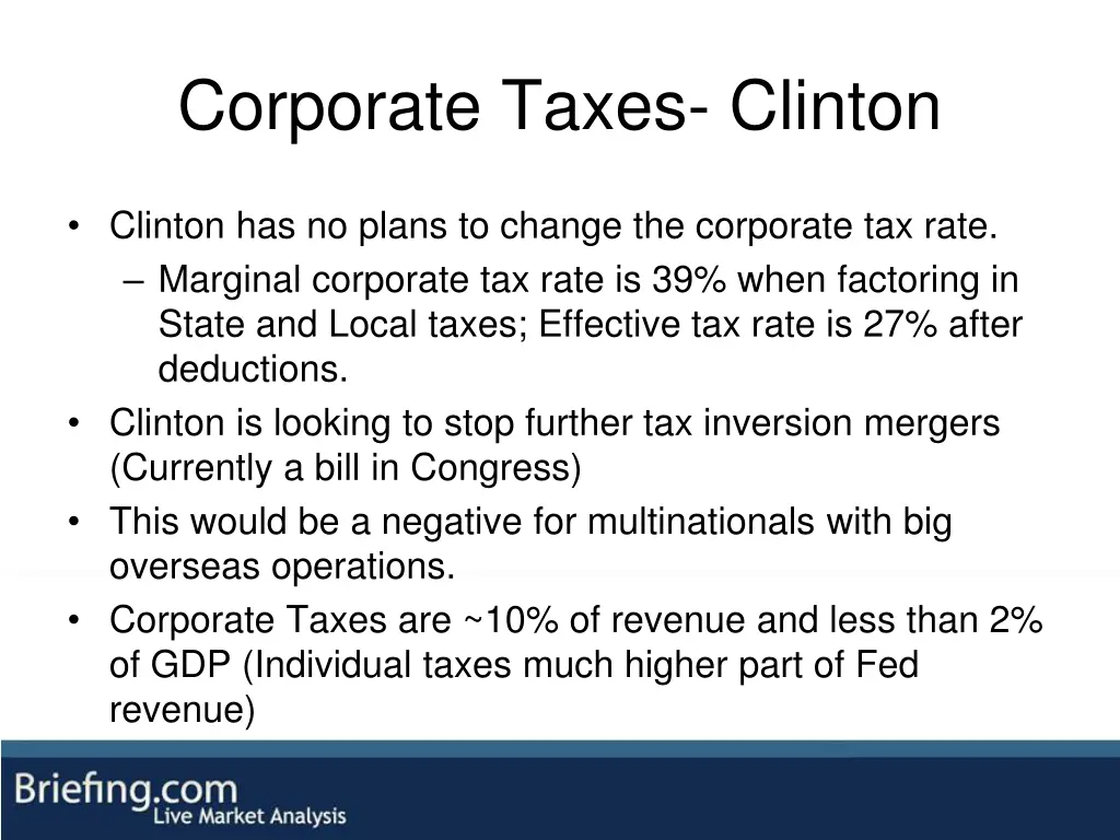 corporate taxes clinton