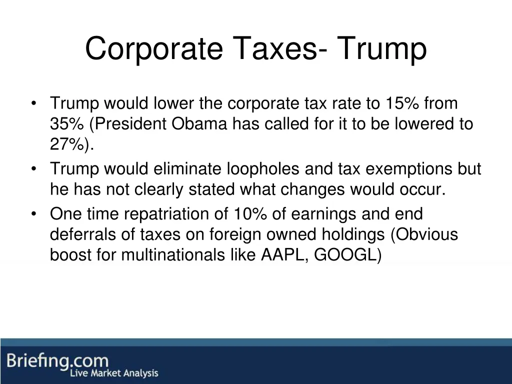 corporate taxes trump