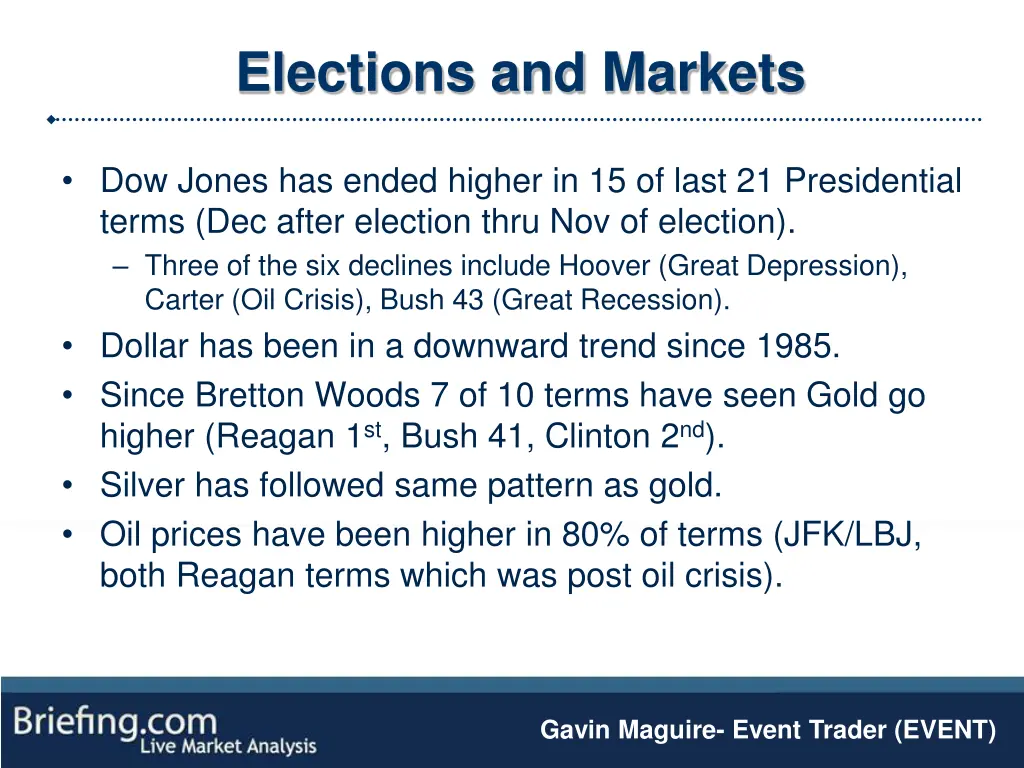 elections and markets