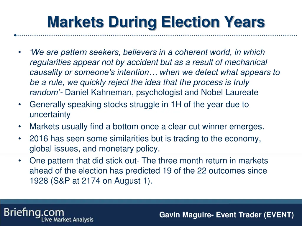 markets during election years