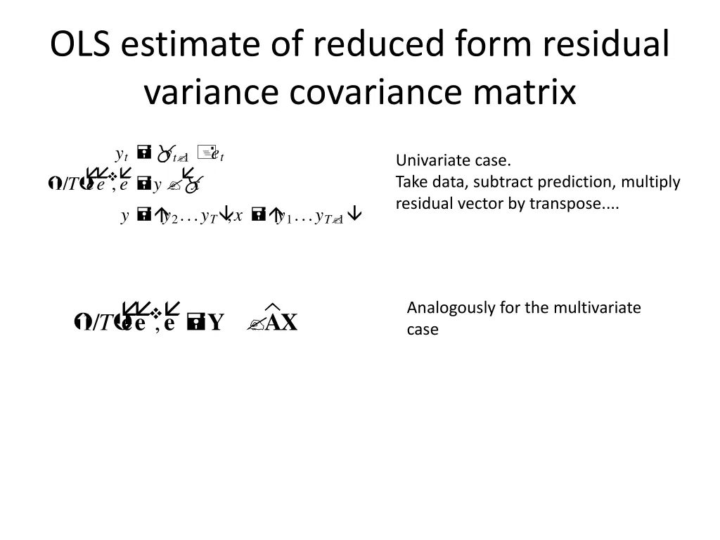 ols estimate of reduced form residual variance