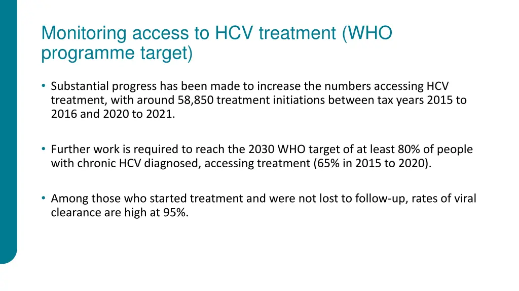 monitoring access to hcv treatment who programme