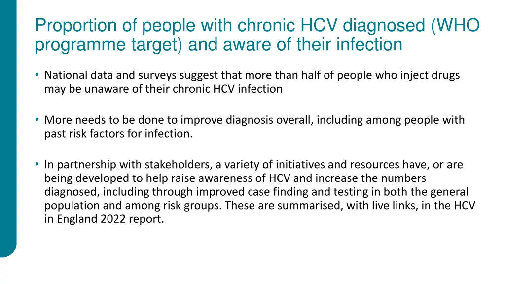 proportion of people with chronic hcv diagnosed