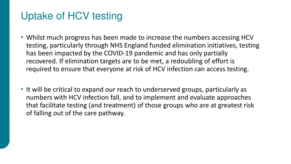 uptake of hcv testing