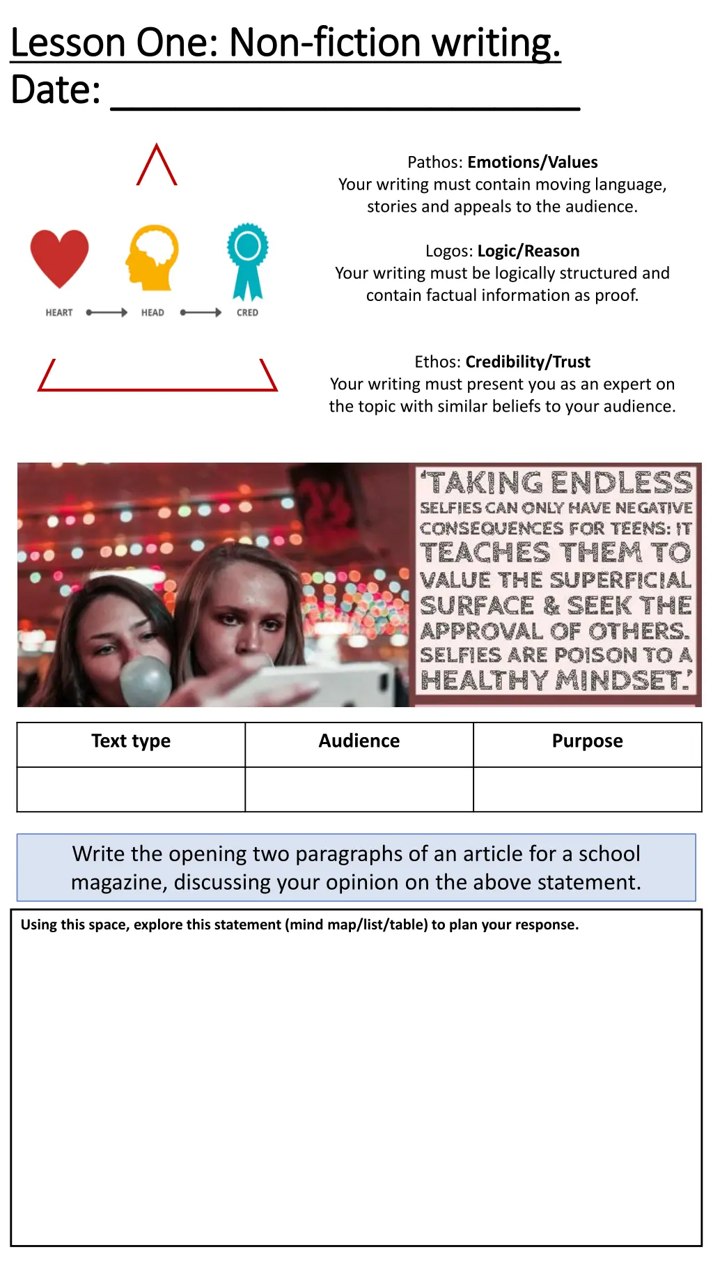 lesson one non lesson one non fiction writing