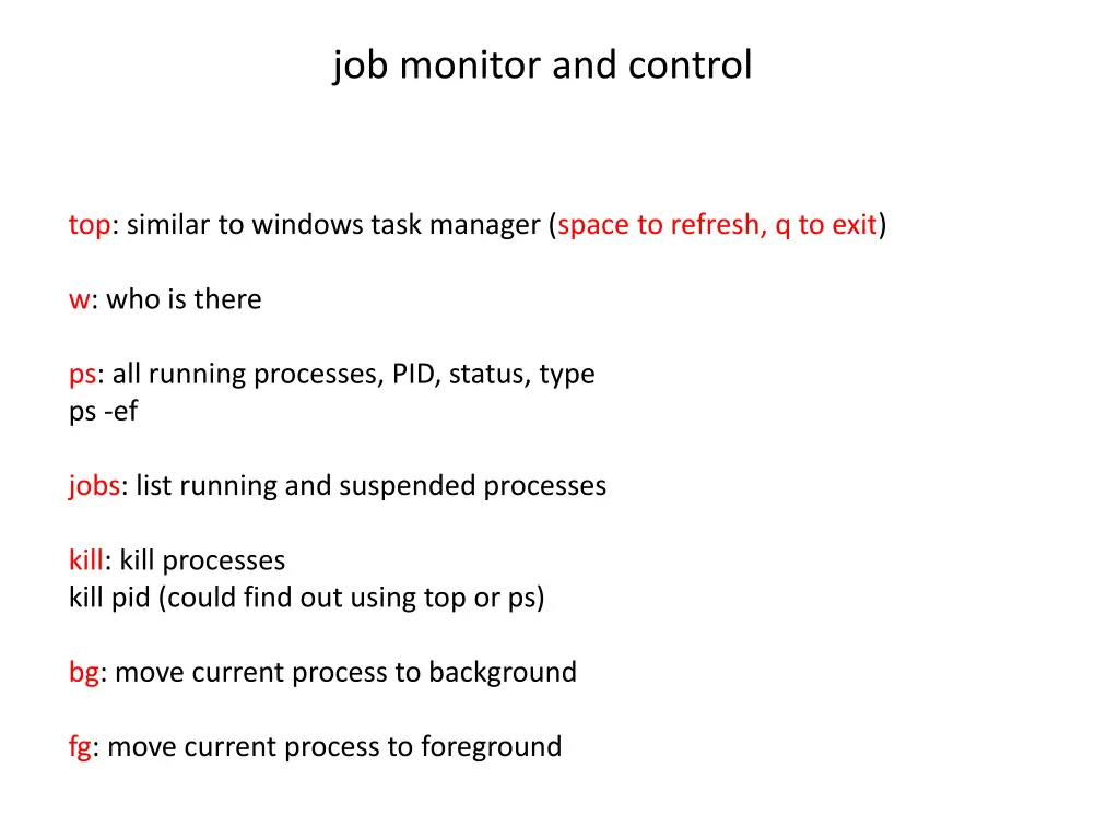 job monitor and control