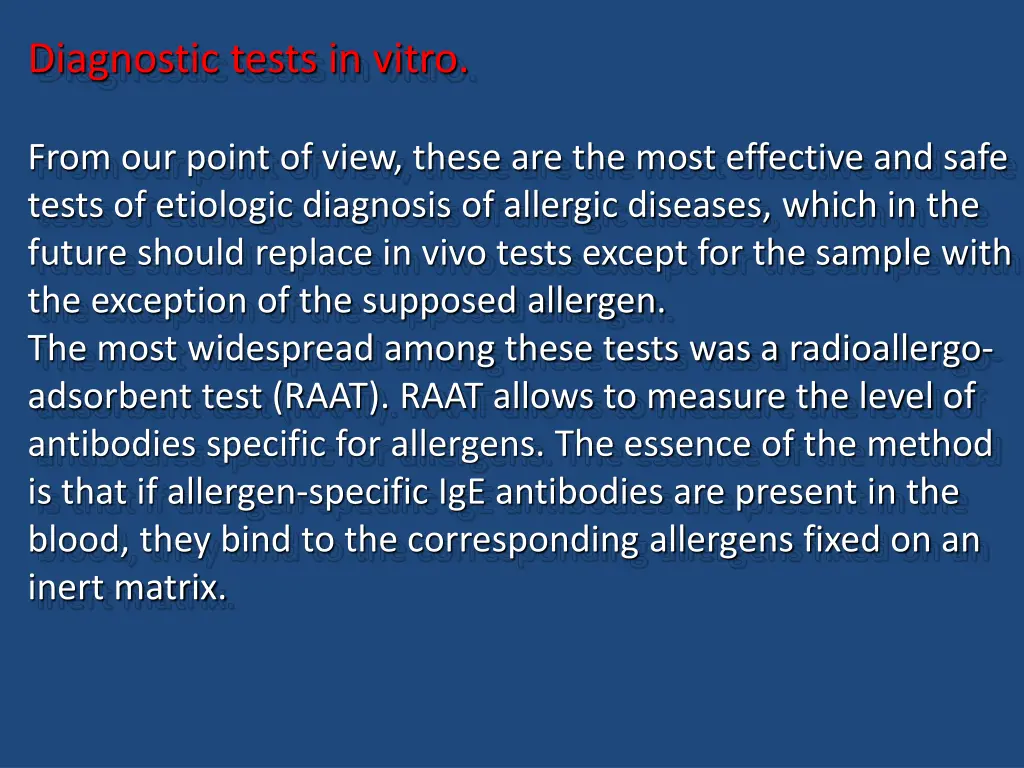 diagnostic tests in vitro