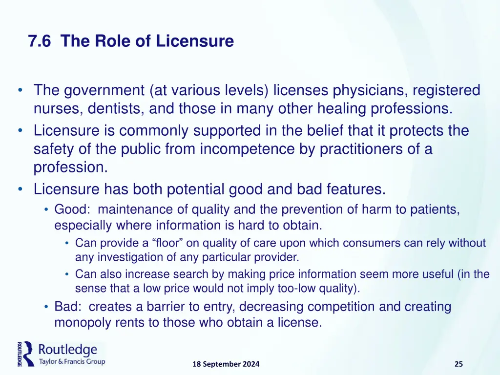 7 6 the role of licensure